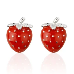 Strawberry shaped - metal cufflinks