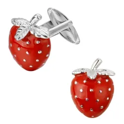 Red strawberries - metal cufflinks