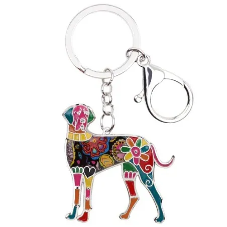 Duitse Dog - emaille hond - metalen sleutelhangerSleutelhangers