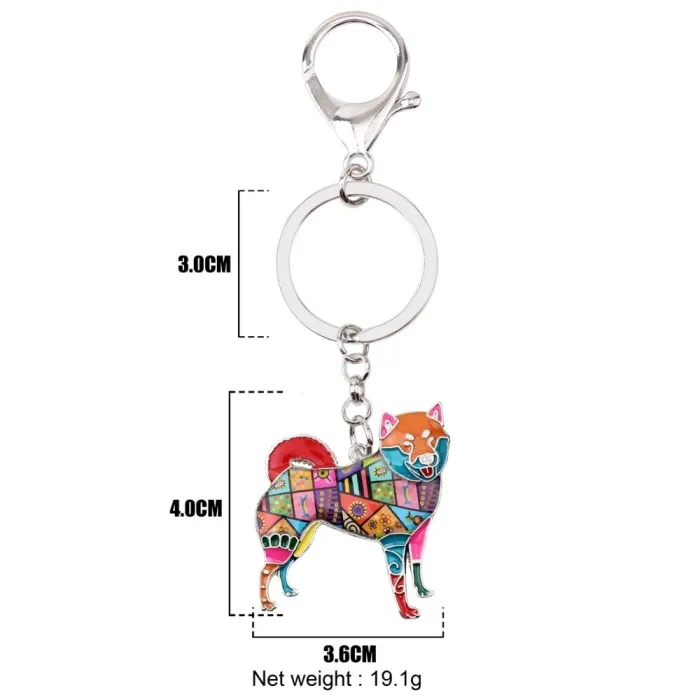 Shiba inu dog shaped - metal keyring