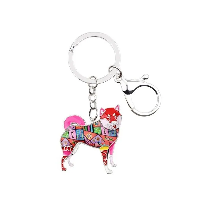 Shiba inu dog shaped - metal keyring