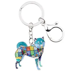 Shiba inu dog shaped - metal keyring