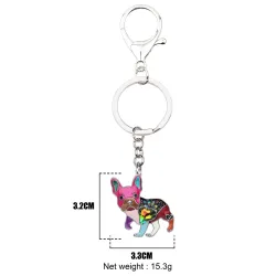 Emaille franse bulldog - metalen sleutelhangerSleutelhangers