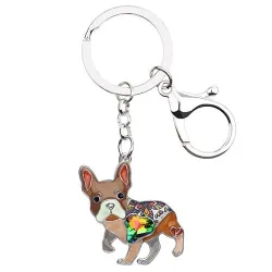 Emaille franse bulldog - metalen sleutelhangerSleutelhangers
