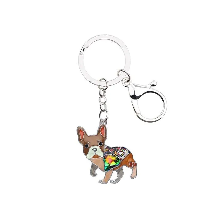 Emaille franse bulldog - metalen sleutelhangerSleutelhangers