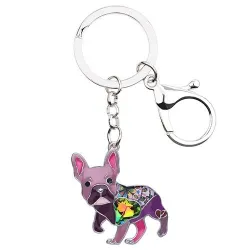 French bulldog shaped - metal keyring
