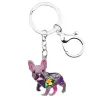 French bulldog shaped - metal keyring
