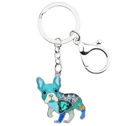 Emaille franse bulldog - metalen sleutelhangerSleutelhangers