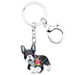 Emaille franse bulldog - metalen sleutelhangerSleutelhangers