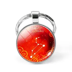 12 zodiac signs - metal / glass keyring