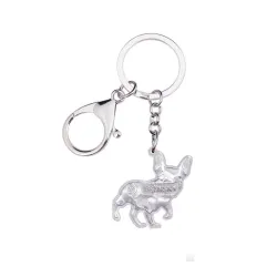 Emaille franse bulldog - metalen sleutelhangerSleutelhangers