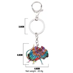 Enamel frilled lizard - metal keychain