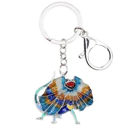 Enamel frilled lizard - metal keychain