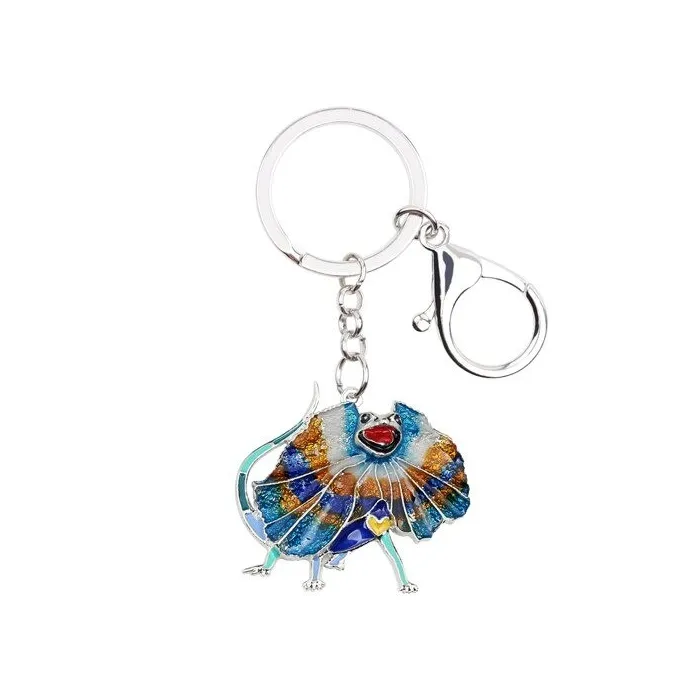 Enamel frilled lizard - metal keychain