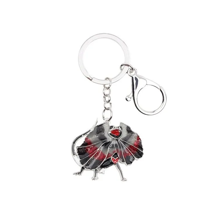Enamel frilled lizard - metal keychain