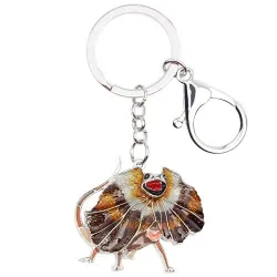 Enamel frilled lizard - metal keychain