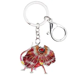 Enamel frilled lizard - metal keychain