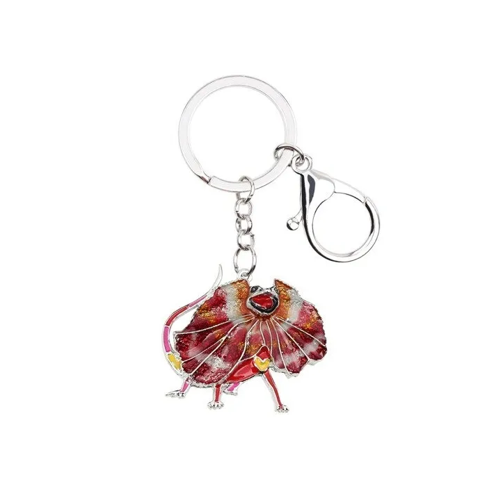 Enamel frilled lizard - metal keychain