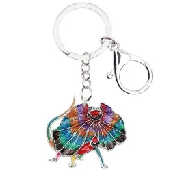 Enamel frilled lizard - metal keyring