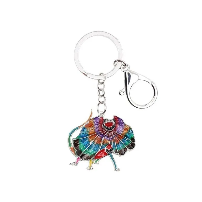 Enamel frilled lizard - metal keychain