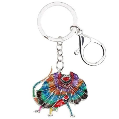 Enamel frilled lizard - metal keychain