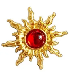 Vintage sun shaped - stud earrings - with red pearl decoration