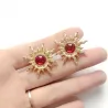 Vintage sun / sunflower shaped earrings - with red pearlEarrings