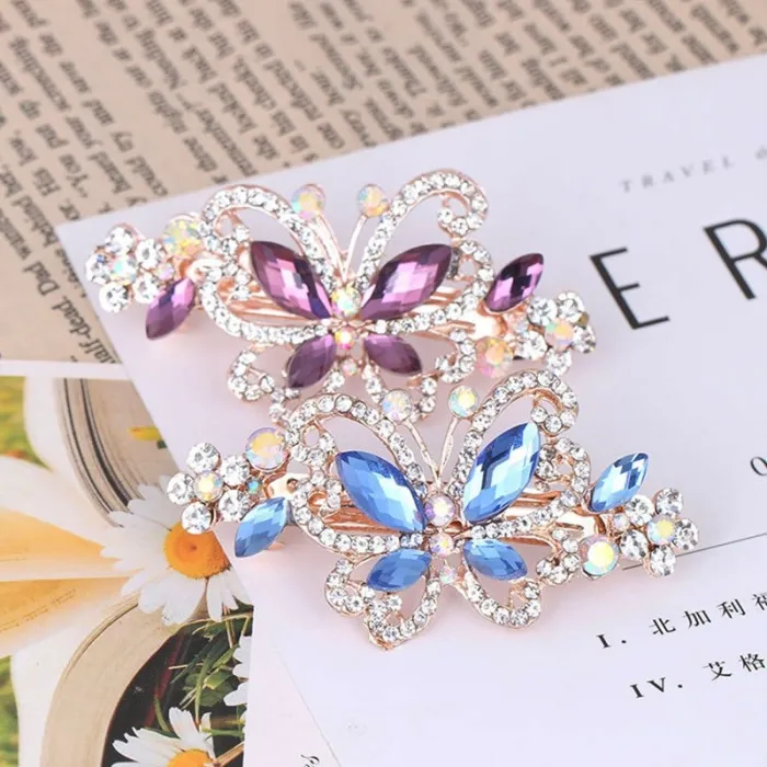Crystal butterfly - hair clip / hair claw - with rhinestone decorations