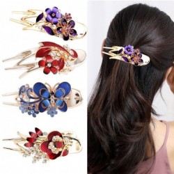 Butterfly flower crystal hair clip for women - rhinestone chignon