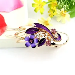 Butterfly flower crystal hair clip for women - rhinestone chignon
