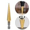 HSS drill bits - straight groove - titanium coated - for wood / metal cutting - 3 pieces