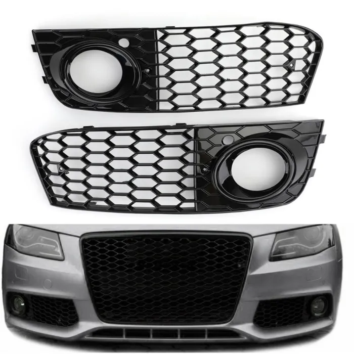 Grille-inlaatafdekking - met mistlampgat - honingraatgaas - voor Audi A4 B8 RS4Roosters
