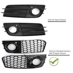 Grille-inlaatafdekking - met mistlampgat - honingraatgaas - voor Audi A4 B8 RS4Roosters