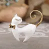 Emaille zwart-witte kat - retro brocheBroches