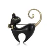 Emaille zwart-witte kat - retro brocheBroches