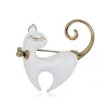 Retro enamel black / white cat brooch