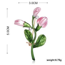 Exquisite pink tulip - crystal brooch