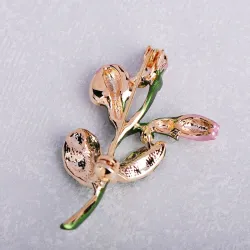 Exquisite pink tulip - crystal brooch