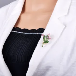 Prachtige roze tulp - kristallen brocheBroches