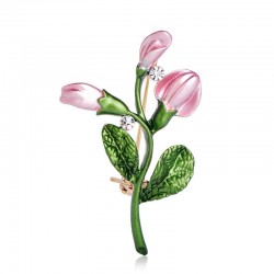 Exquisite pink tulip - crystal brooch