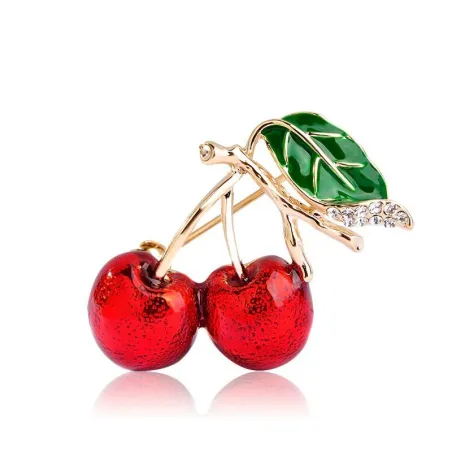 BrochesElegant brooch with red crystal cherry