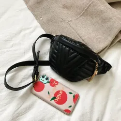 Modische kleine Ledertasche - mit verstellbarem Riemen - Taille / Schulter