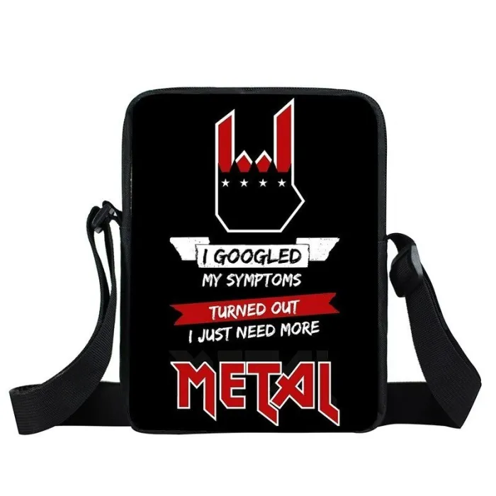 Rock punk print - mini messenger bag - unisex - with adjustable strap