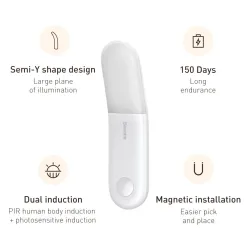 ApliquesBaseus - lámpara de inducción - luz nocturna - con sensor de movimiento - USB - LED