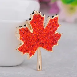 Red maple leaf - crystal brooch