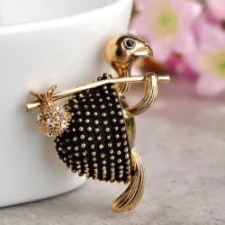 Turtle with stick - crystal brooch - unisex