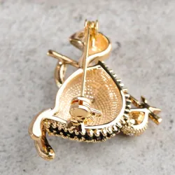 Turtle with stick - crystal brooch - unisex