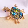 Fashionable brooch with crystal tortoise