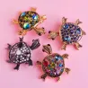 Fashionable brooch with crystal tortoise