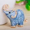 Elephant shaped - enamel brooch - with crystal decorations